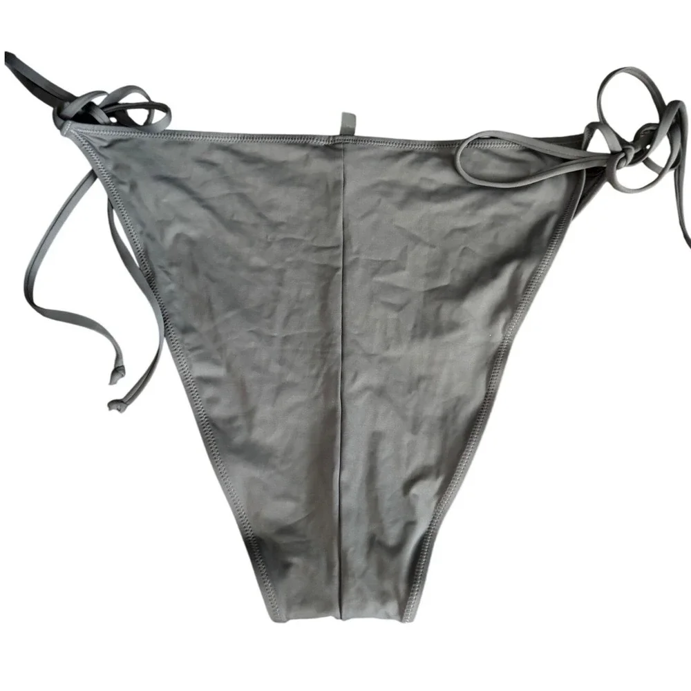 SKIMS Recycled Swim‎ Tie Bikini Bottoms Gunmetal 4X NWT